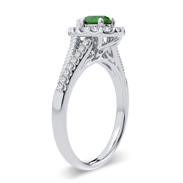 14K 0.33CT Diamond Emerald Ring