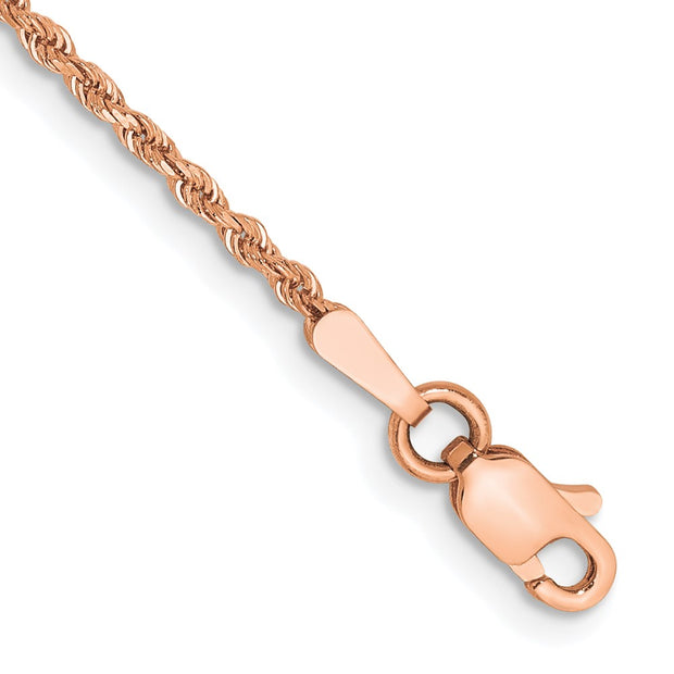 14k Rose Gold 1.50mm D/C Rope with Lobster Clasp Chain