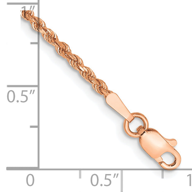 14k Rose Gold 1.75mm D/C Rope with Lobster Clasp Chain