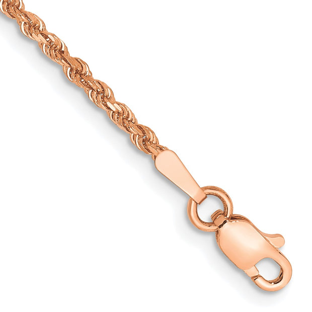 14k Rose Gold 1.75mm D/C Rope with Lobster Clasp Chain