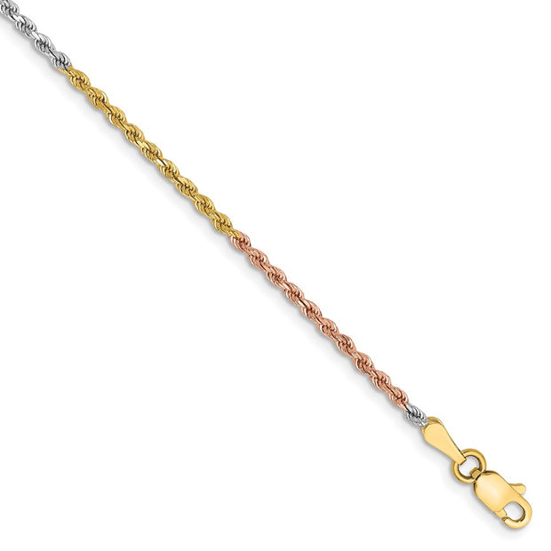 14k Tri-Color 1.75mm D/C Rope Chain