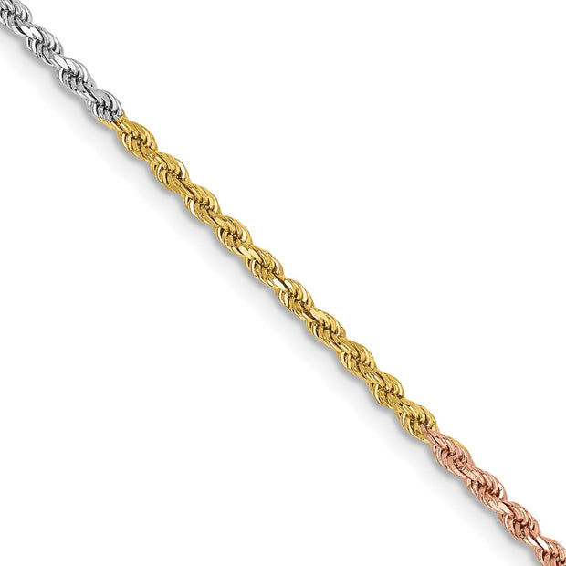 14k Tri-Color 1.75mm D/C Rope Chain