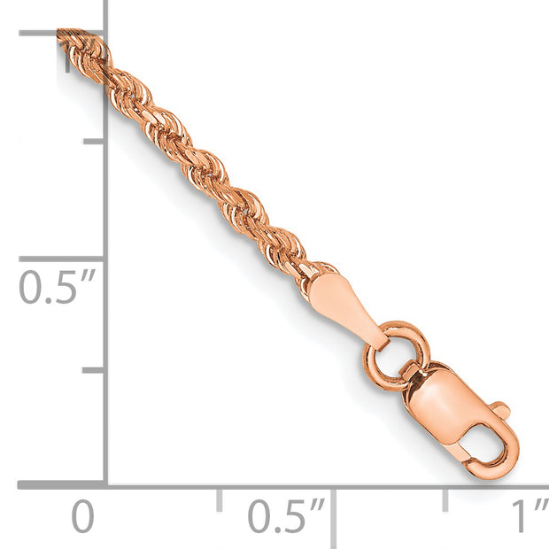 14k Rose Gold 2mm D/C Rope with Lobster Clasp Chain