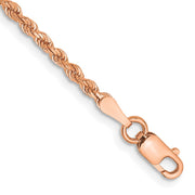 14k Rose Gold 2mm D/C Rope with Lobster Clasp Chain