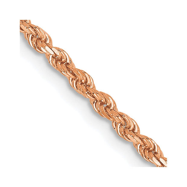 14k Rose Gold 2mm D/C Rope with Lobster Clasp Chain