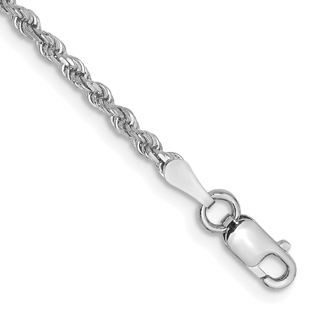 14k White Gold 2mm D/C Rope with Lobster Clasp Chain