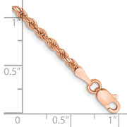 14k Rose Gold 2.25mm D/C Rope with Lobster Clasp Chain