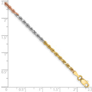 14k Tri-Color 2.5mm D/C Rope Chain