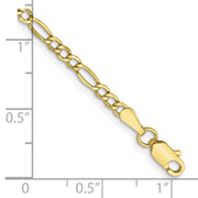 10k 2.5mm Semi-Solid Figaro Chain Anklet