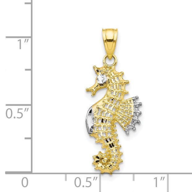 10K w/Rhodium Seahorse Charm