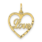 10K Polished LOVE Heart Pendant