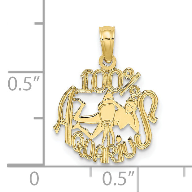 10K 100% AQUARIUS Zodiac Charm