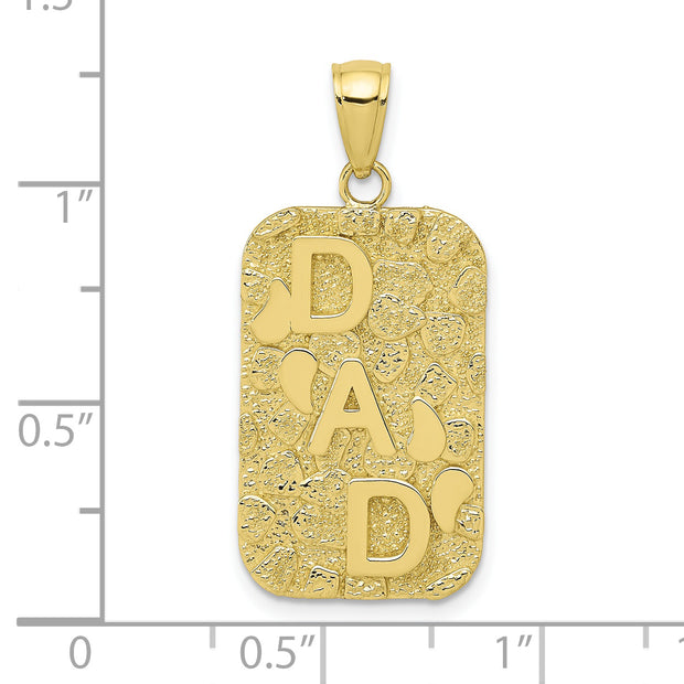 10K DAD Gold Nugget Dog Tag Pendant