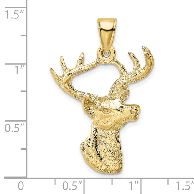 10k Deer Head Profile Charm
