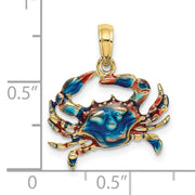10K 2-D Blue Enamel Crab Charm