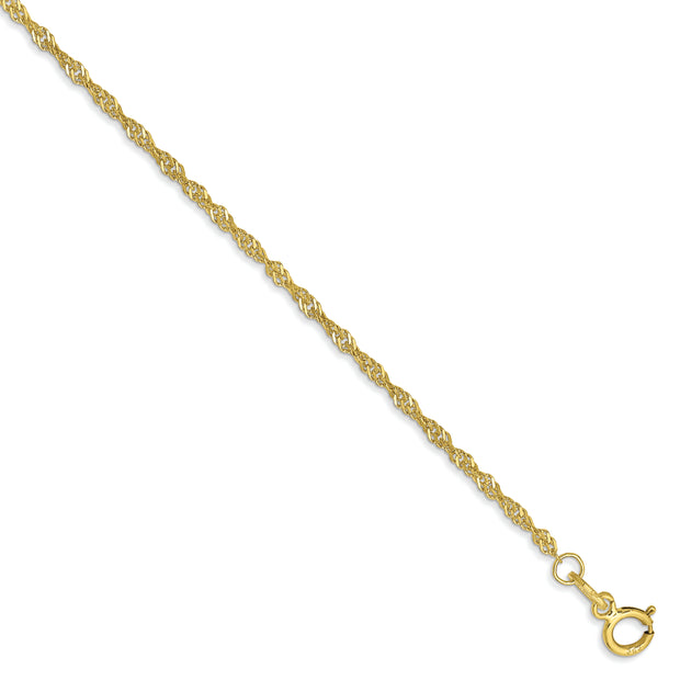 10k 1.4mm Singapore Chain Anklet