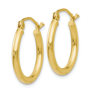 10K Polished 2mm Tube Hoop Earrings