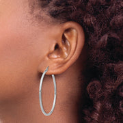 10K White Gold Polished 2mm Tube Hoop Earrings