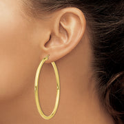 10K Polished 3mm Tube Hoop Earrings