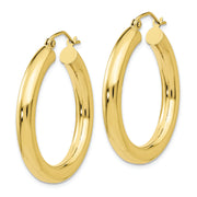 10K Polished 4mm Tube Hoop Earrings