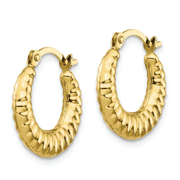 10K Scalloped Hollow Hoop Earrings