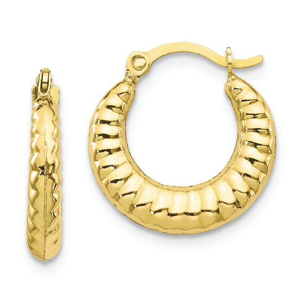 10K Scalloped Hollow Hoop Earrings