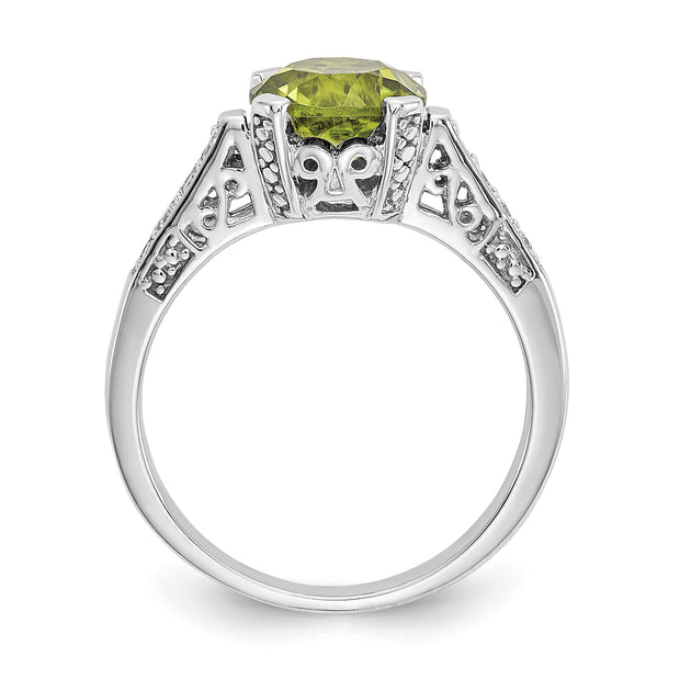 10k White Gold Diamond and Peridot Ring