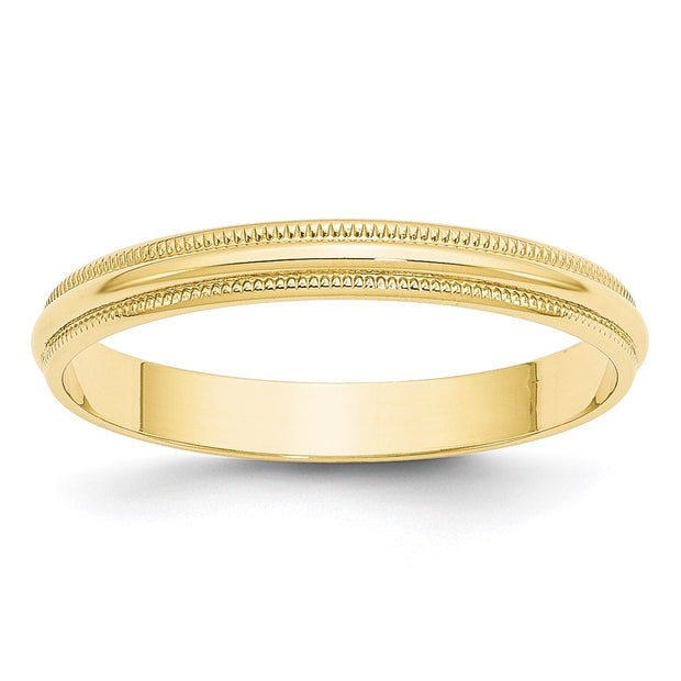 10KY 3mm Lightweight Milgrain Half Round Band