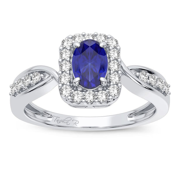 14K 0.25CT Diamond Sapphire Ring