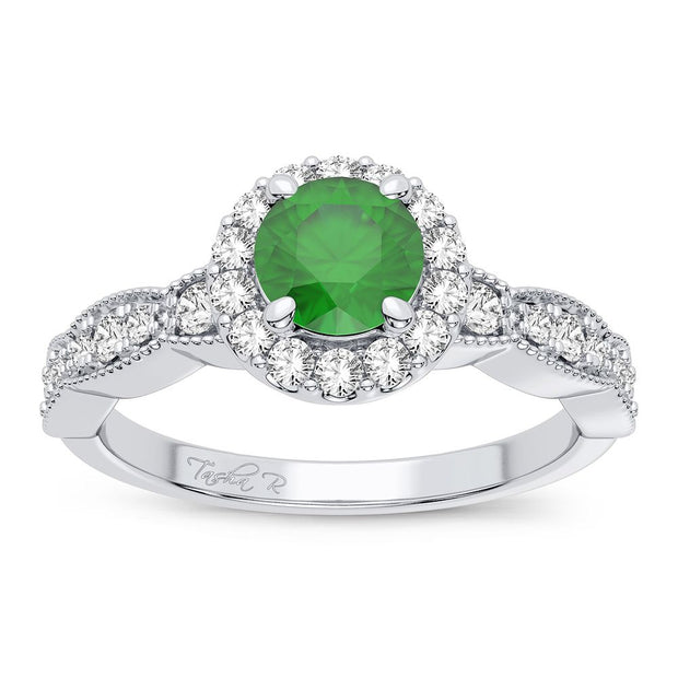 14K 0.28CT Diamond Emerald Ring