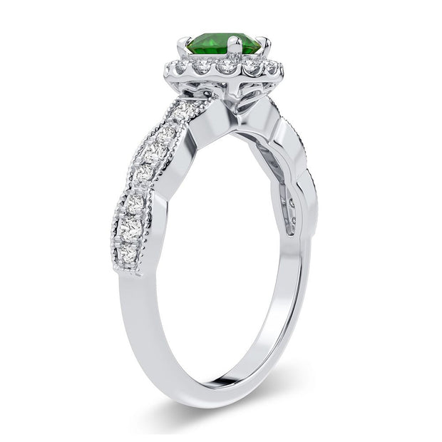 14K 0.28CT Diamond Emerald Ring