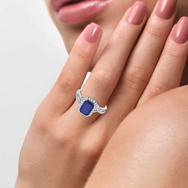 14K 0.20CT Diamond Sapphire Ring