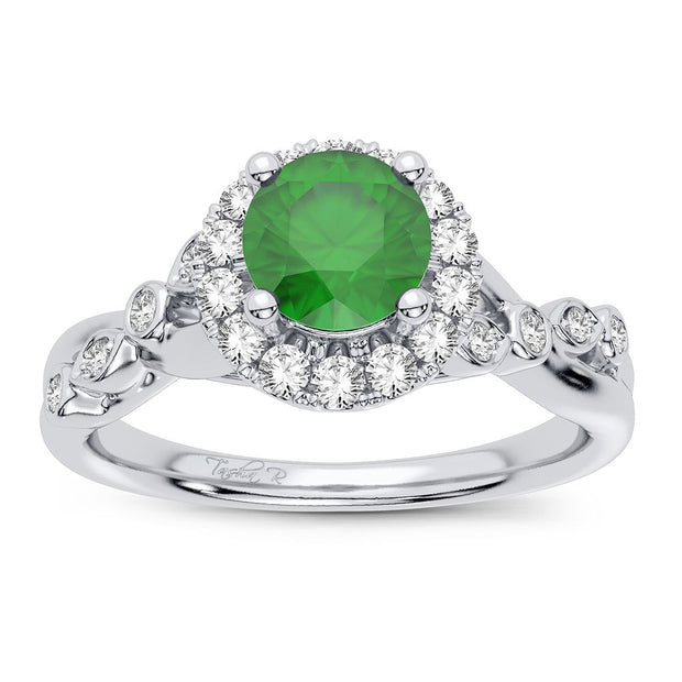 14K 0.20CT Diamond Emerald Ring