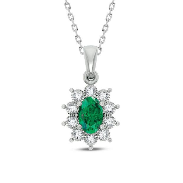 14K 0.05ct Diamond Emerald Pendant