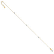 14k Two-tone Mirror Bead 9in Plus 1in ext. Anklet