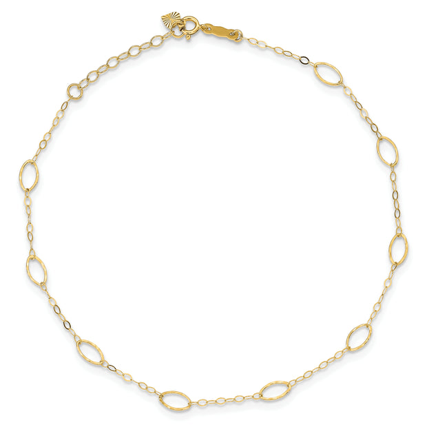 14k Oval Shapes 10in Plus 1in ext Anklet