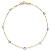 14K Two-tone Oval Chain with Wavy Circles 9in Plus 1in Ext Anklet