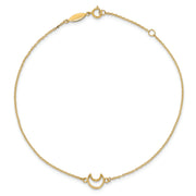 14K Gold Textured and Polished Moon 9in Plus 1in ext. Anklet