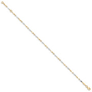 14K Two-Tone Polished 9in Plus 1in ext. Anklet