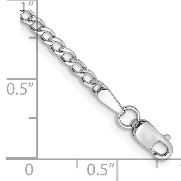 14k WG 2.5mm Semi-Solid Curb Chain Anklet
