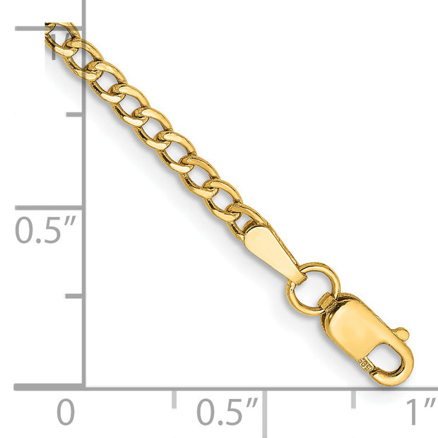 14k 2.5mm Semi-Solid Curb Chain Anklet