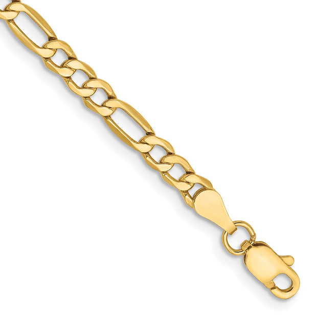 14k 3.5mm Semi-Solid Figaro Chain Anklet