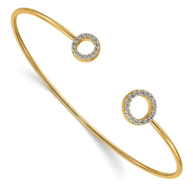 14k Yellow Gold Diamond Flexible Bangle