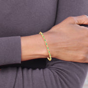 14k Emerald and Diamond Bangle