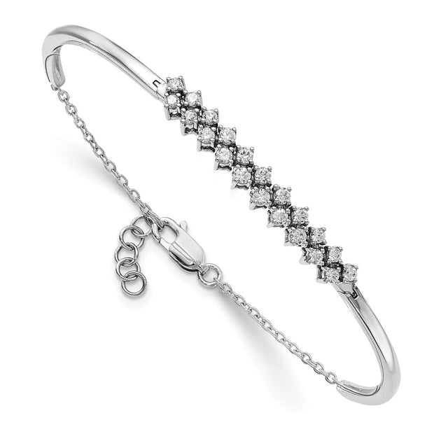 14k White Gold Diamond Bangle Bracelet