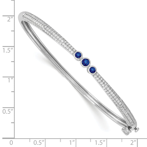 14k White Gold Sapphire and Diamond Bangle