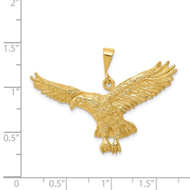 14k Solid Polished Eagle Pendant