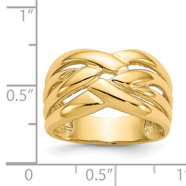 14k High Polished Woven Dome Ring