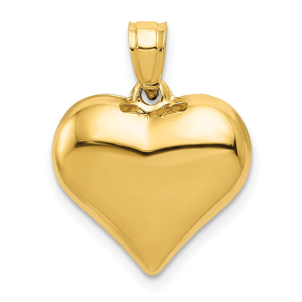 14K Polished 3-D Puffed Heart Pendant