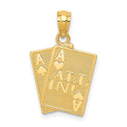 14k Ace of Hearts and Ace of Spades ALL IN! Cards Pendant